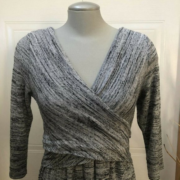 AMADI Anthropologie Lola Cross Wrap Knit Dress Light Gray Size Large - Picture 4 of 12